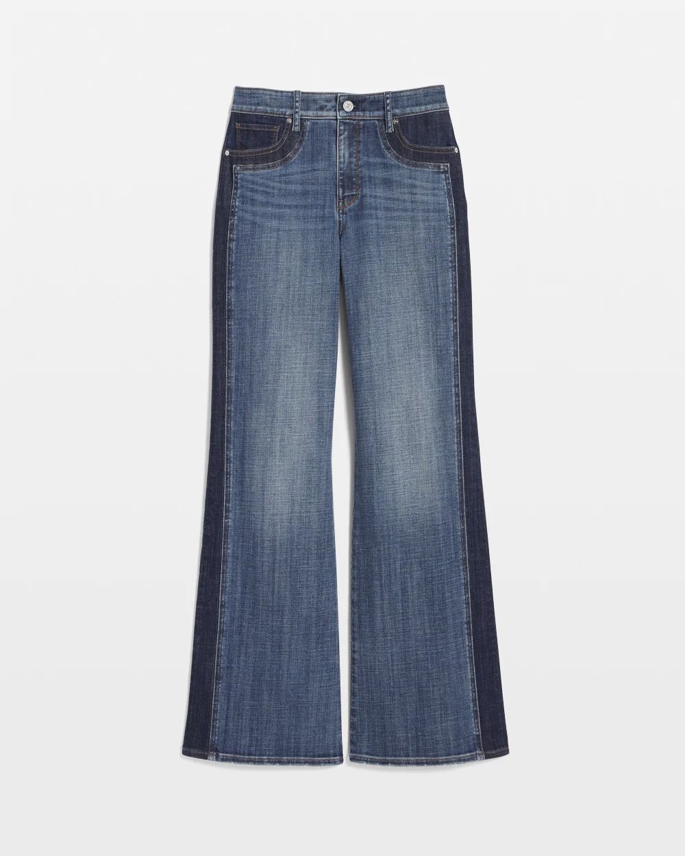 〈 NUTH 〉 Reverse Paneled Wide-Leg Denim Seam Detail Classic Wide Leg Jeans - Retro, Indie and Unique